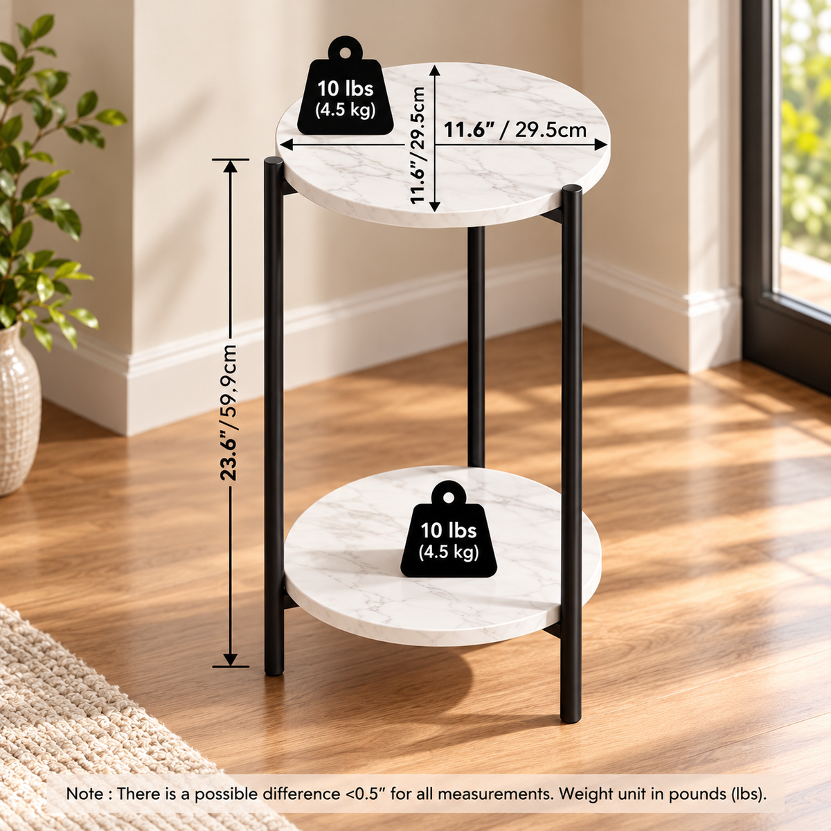 2-Tier Marble Plant Stand