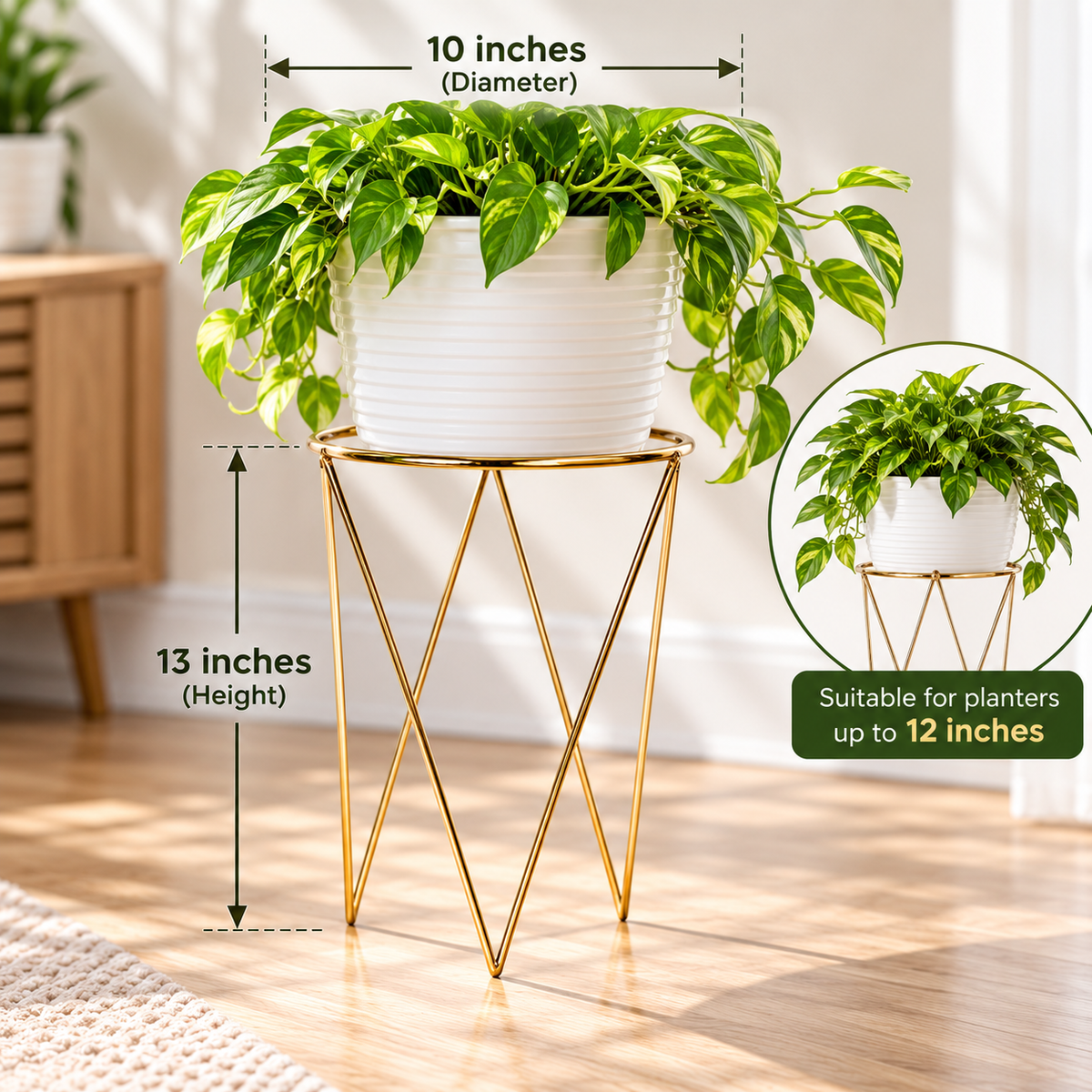 13-Inch Gold Metal Plant Stand