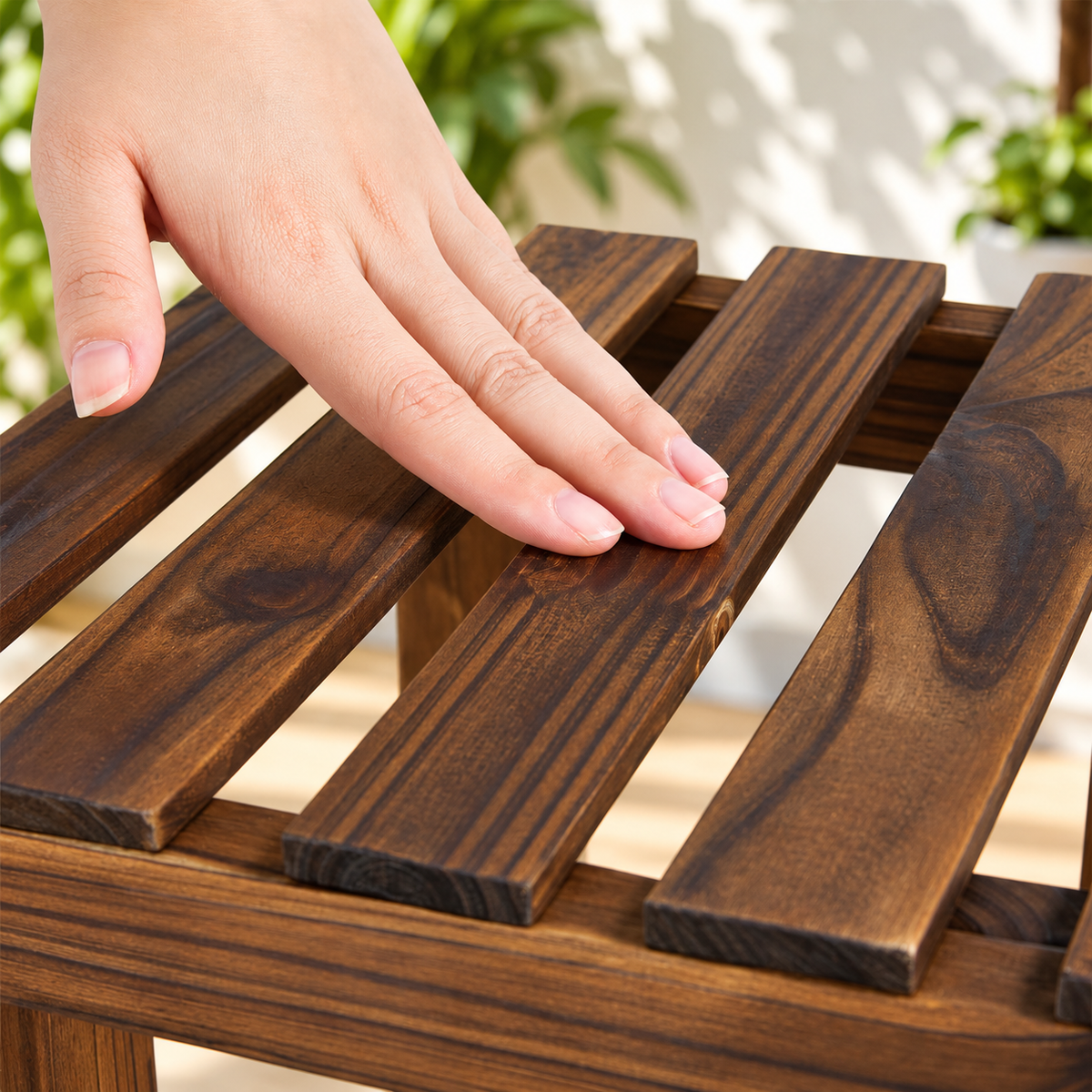 4-Tier Wooden Plant Display Stand