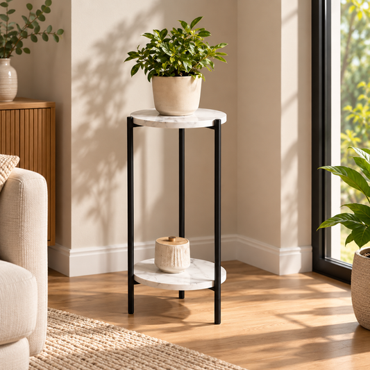 2-Tier Marble Plant Stand
