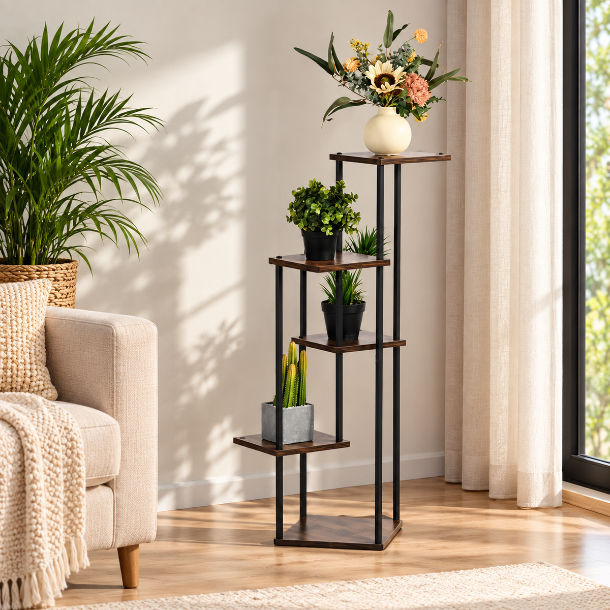 Tall Tiered Corner Plant Stand