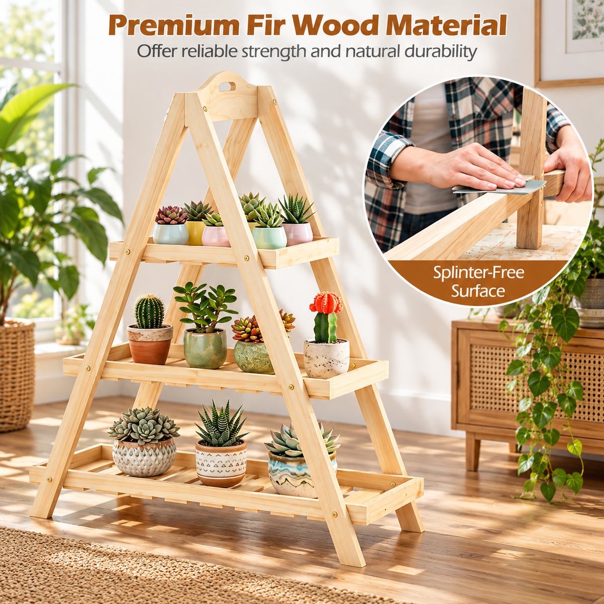3-Tier Wooden Plant Stand