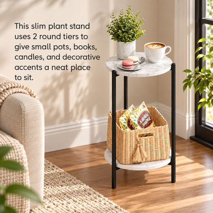 2-Tier Marble Plant Stand