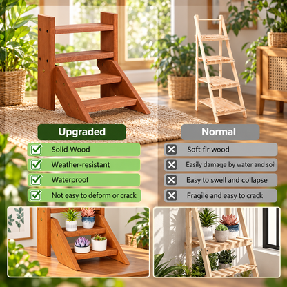 4-Tier Wooden Ladder Plant Stand
