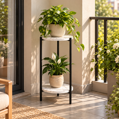 2-Tier Marble Plant Stand