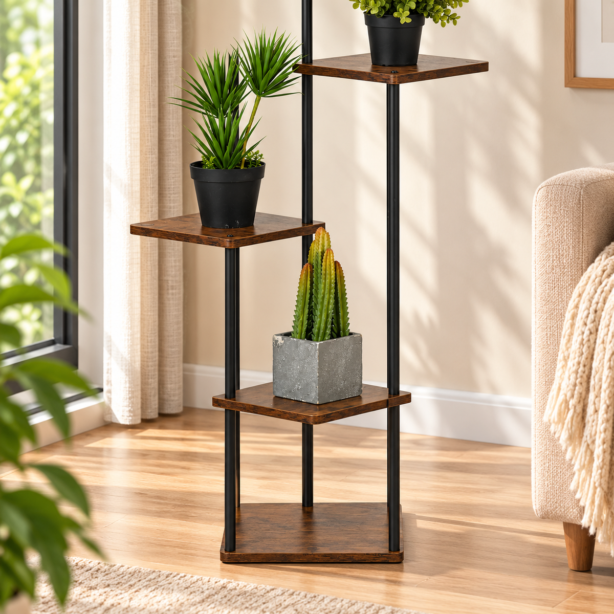 Tall Tiered Corner Plant Stand