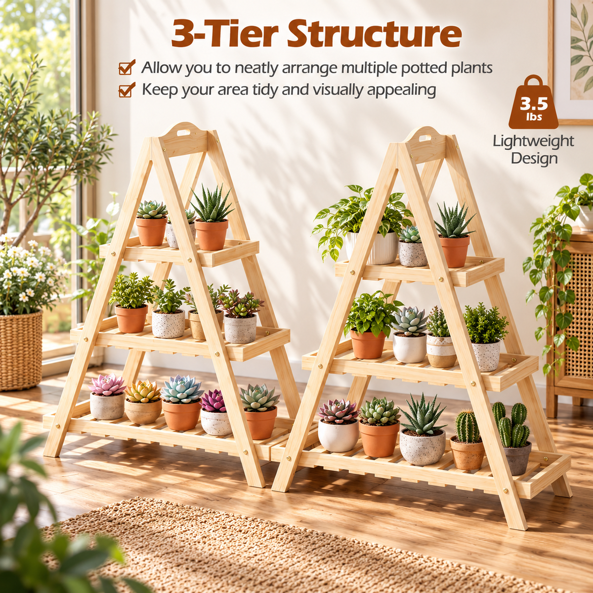 3-Tier Wooden Plant Stand
