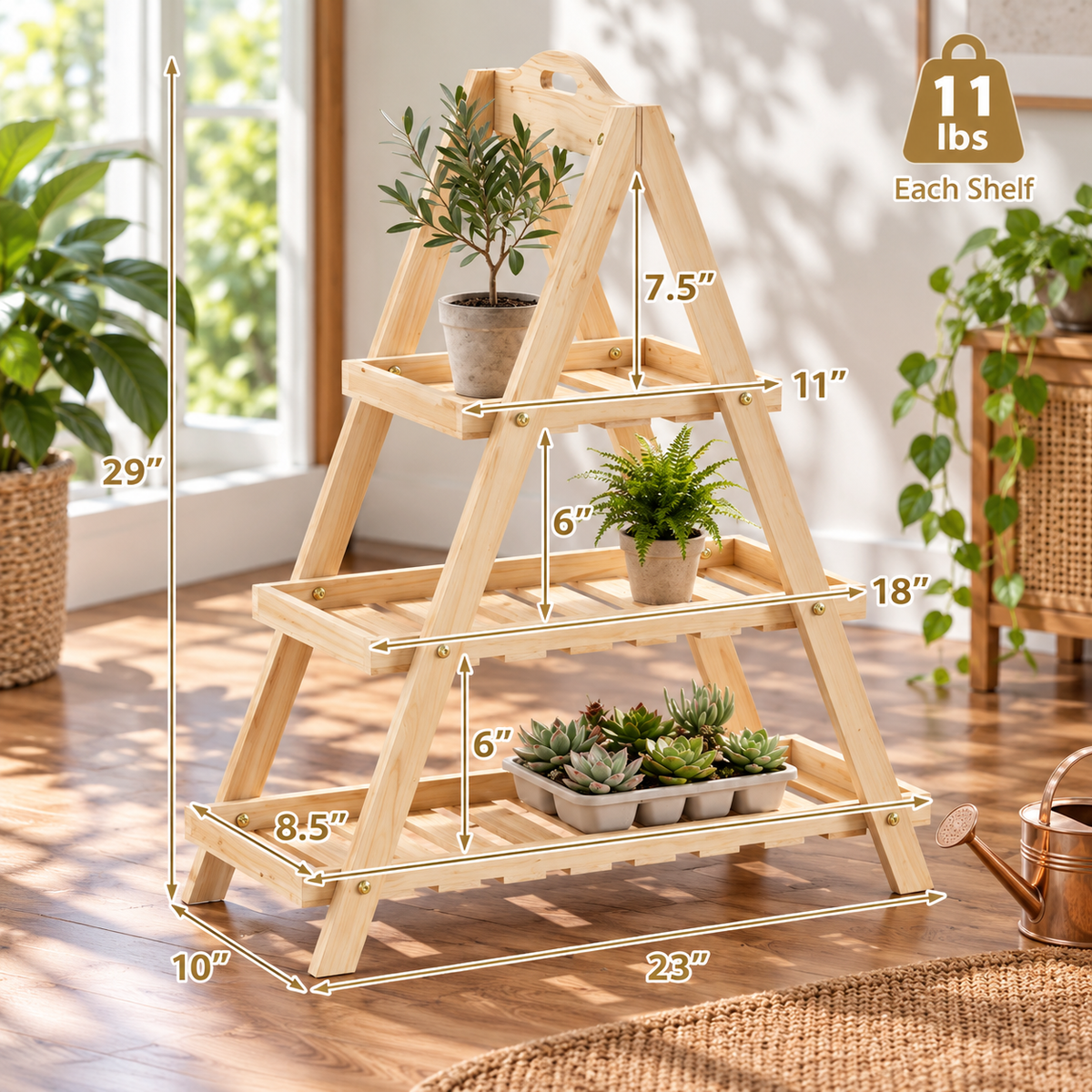3-Tier Wooden Plant Stand