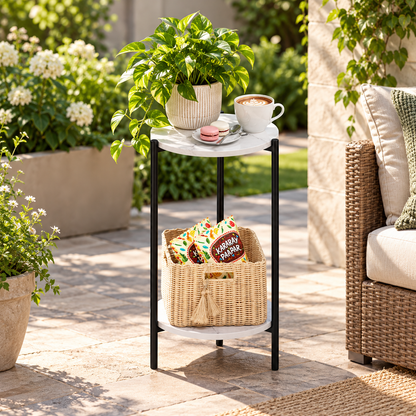 2-Tier Marble Plant Stand