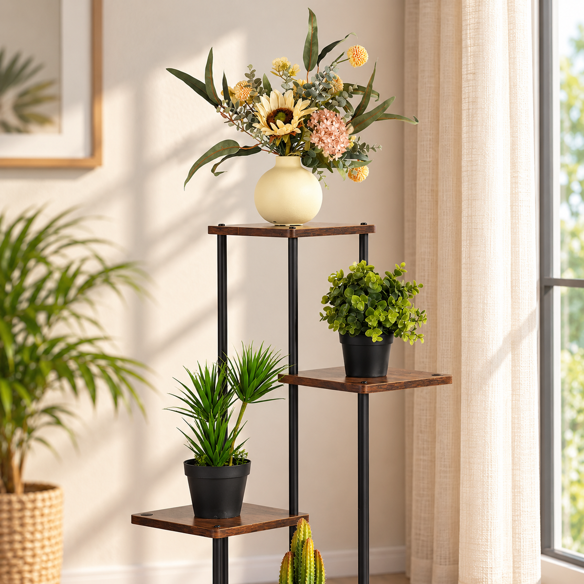 Tall Tiered Corner Plant Stand