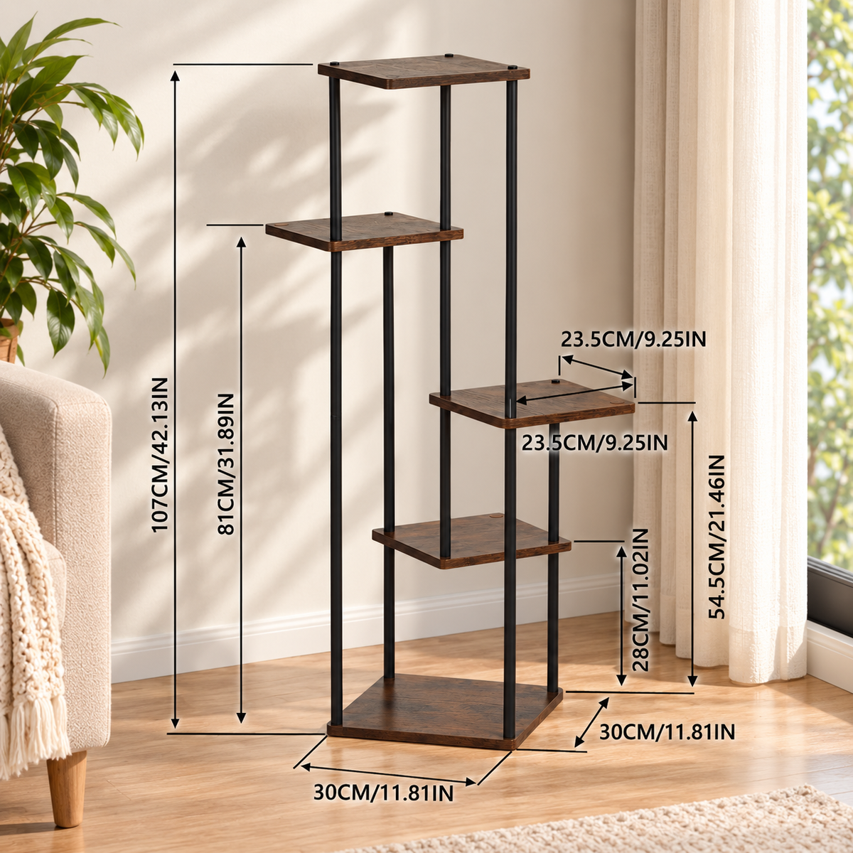 Tall Tiered Corner Plant Stand
