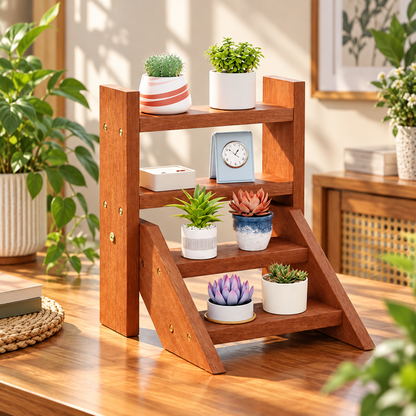 4-Tier Wooden Ladder Plant Stand